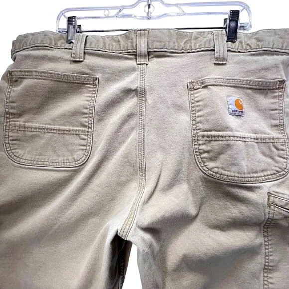 Carhartt Beige Relaxed Fit Canvas Pants Carpenter Cargo Pockets 40x30 RN 14806 - Picture 6 of 16
